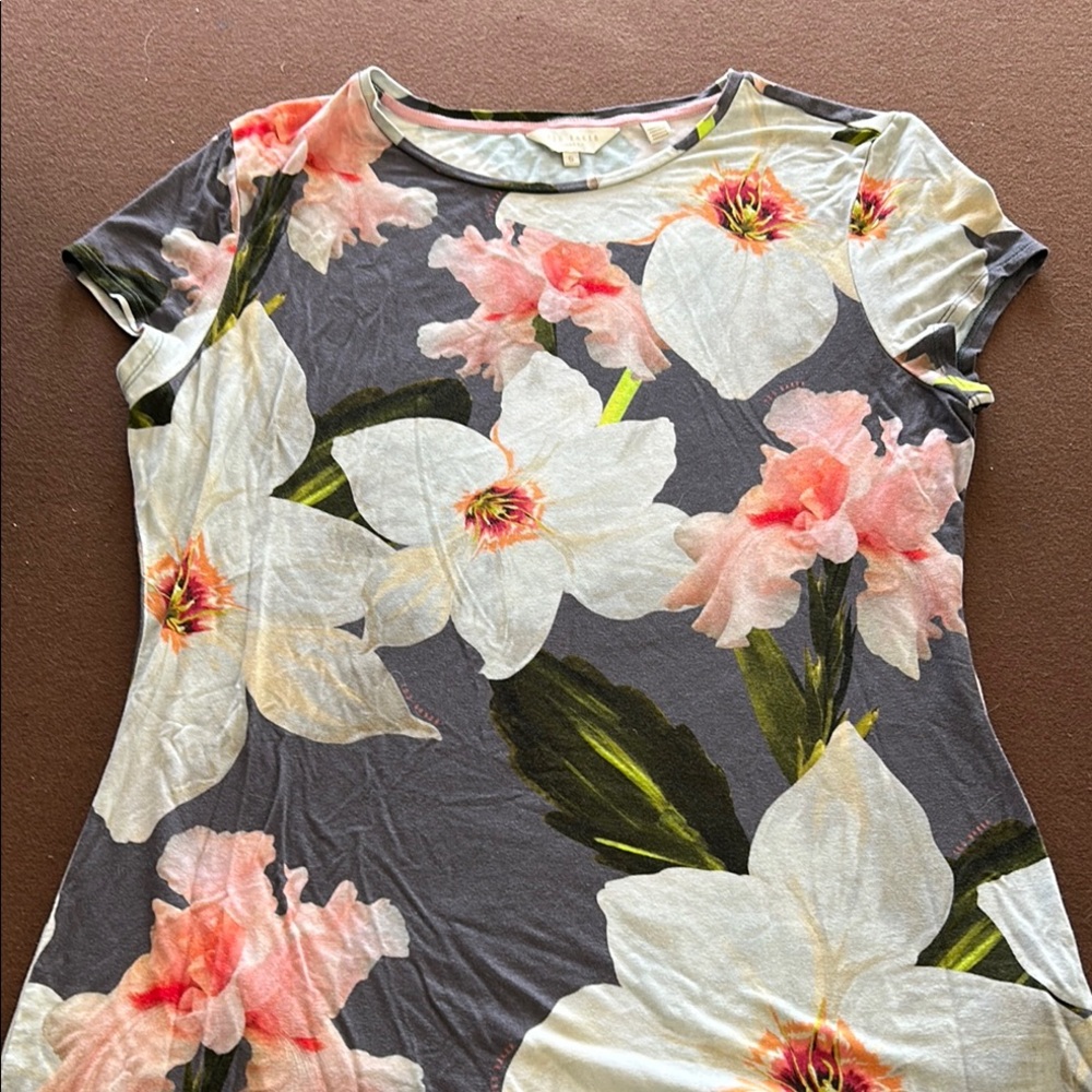 Ted Baker White and Orange Fitted Short Sleeve Tee